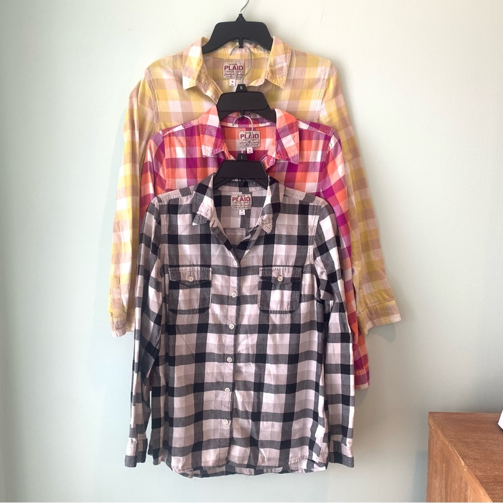 Old Navy Checkered Plaid Flannel Shirt Bundle M